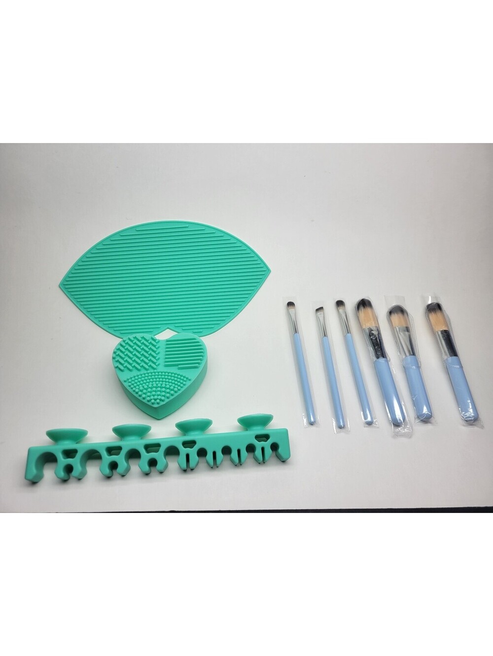 6pc Makeup Brush Set w/ Tin Case + 3Pc Makeup Brush Cleaner & Holder Set